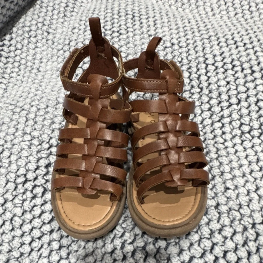 Carter's Gladiator Sandals Brown Faux Leather Kids Adjustable US 9 Unisex
